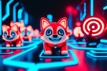 In a city street scene, advanced robotic turtles march in formation