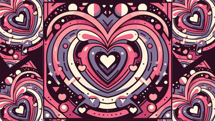 flat style, abstract illustration with variations of pink with love symbols in it, as a symbol of Valentine's Day celebration