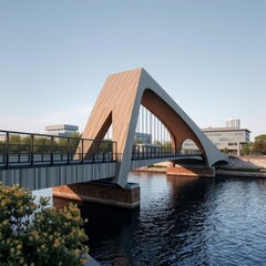 Obraz premium Bridge over the river wood concrete design wood design concrete architecture wall floor modern