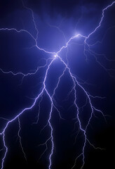 energy electricity lightnings on black background, with white tones