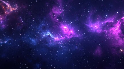 Naklejka premium Cosmic Nebula: A Celestial Tapestry of Purple and Blue