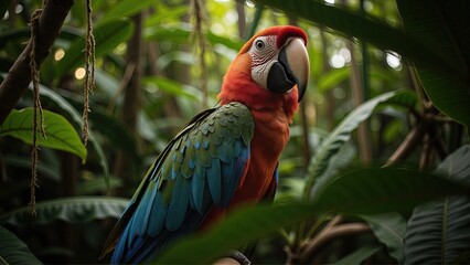 Colorful Macaw in Jungle