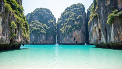Tropical Beach with Cliffs and Turquoise Water