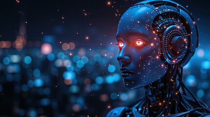 Futuristic Robot with Glowing Eyes