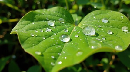 Water Droplets on Leaf Close-Up