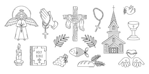 Set of Doodles Christian religion Vector Illustration