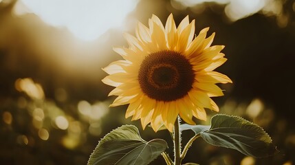 Naklejka premium Golden Sunflower Basking In Warm Sunlight