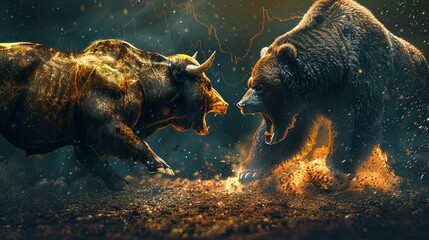 Golden Bull and Brown Bear Confrontation: A Symbol of Market Volatility