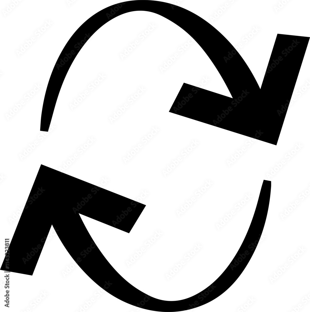 Poster two black arrows rotating clockwise and creating a circular shape over a white background represent 