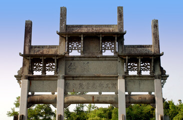 Tangyue Square, Shexian County, Anhui Province, China, is an ancient building in the Ming and Qing...