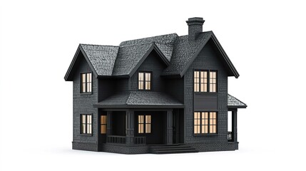 Black Dollar House Money Estate Isolated on White