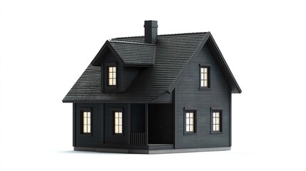 Black Dollar House Money Estate Isolated on White