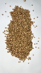 buckwheat, buckwheat groats, buckwheat on a white background, cereal, food, diet, products 