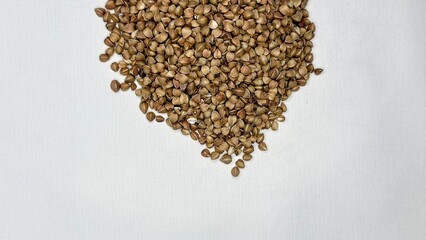 buckwheat, buckwheat groats, buckwheat on a white background, cereal, food, diet, products 