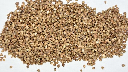 buckwheat, buckwheat groats, buckwheat on a white background, cereal, food, diet, products 