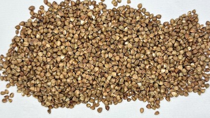 buckwheat, buckwheat groats, buckwheat on a white background, cereal, food, diet, products 