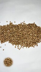 buckwheat, buckwheat groats, buckwheat on a white background, cereal, food, diet, products 