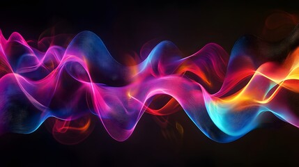Obraz premium An abstract representation of sound waves with vibrant colors and fluid shapes, conveying motion and rhythm