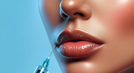 Obraz premium Close-up of a woman's lips receiving a cosmetic injection