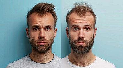 Before and After Hair Loss Comparison: A Man's Hairline Recession