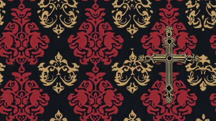 old classic art seamless pattern christian background purple gold black color