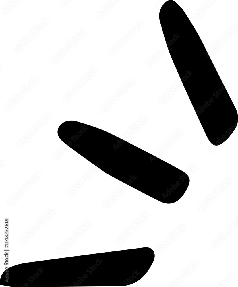 Poster minimalist graphic design featuring three black rounded rectangles falling diagonally on a white bac