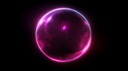  Abstract neon particles and waves creating a radiant energy sphere, with magical glowing effects and dynamic light