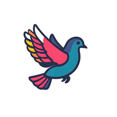 Fototapeta premium Pigeon Logo: Flat 2D Minimalistic Design on White Background