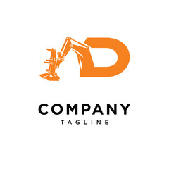 Letter D Feller Buncher Excavator Logo Icon Vector