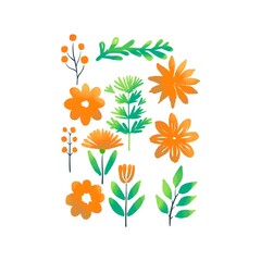 Minimalistic Isolated Seamless floral pattern set and pack of flowers and plants on white background colourful wallpaper paper wrap Tulip tulips and rose roses