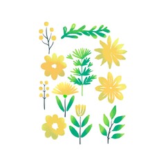 Minimalistic Isolated Seamless floral pattern set and pack of flowers and plants on white background colourful wallpaper paper wrap Tulip tulips and rose roses