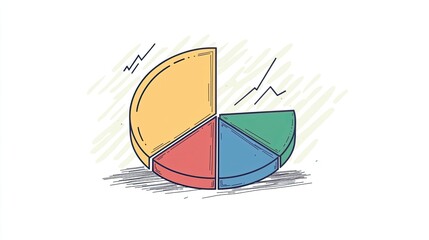 A colorful pie chart divided into three sections, illustrating data representation.
