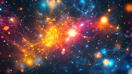 Colorful threads intertwine into an abstract galaxy.