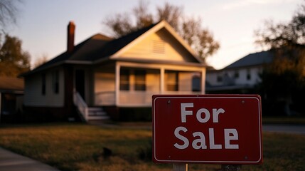 Obraz premium House for sale at sunset.