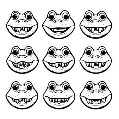 set of animals head vector style