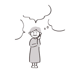 心配そうなシニア女性とフキダシ