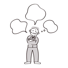 スーツを着た男性とフキダシ