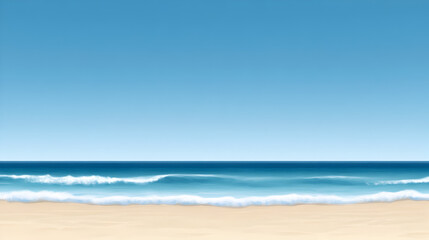Obraz premium A clean silhouette of a beach with gentle waves and a clear sky, symbolizing peaceful moments. Simple beach scene.
