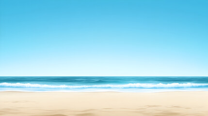 Fototapeta premium A clean silhouette of a beach with gentle waves and a clear sky, symbolizing peaceful moments. Simple beach scene.