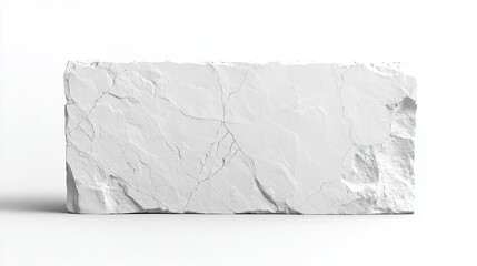 A textured white block with cracks, resembling a piece of stone or concrete.