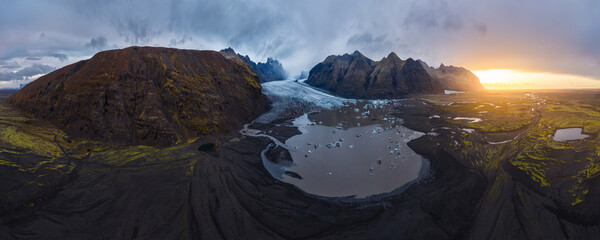 Majestic Sunset Over Vatnajokull National Park in Iceland