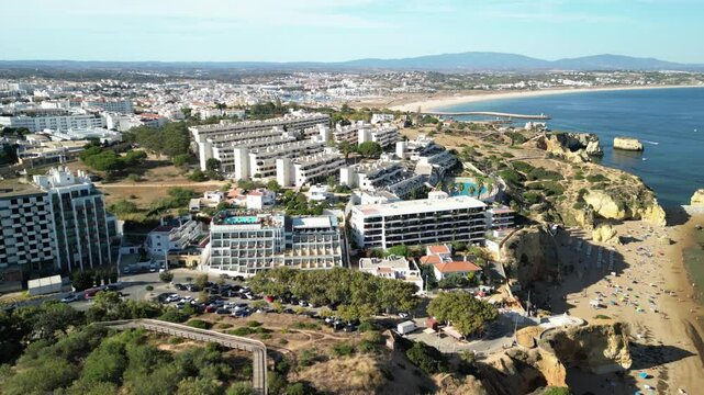 Aerial view at Praia Dona Ana, Algarve, Portugal