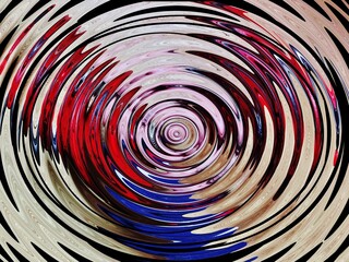 Espiral y remolino infinito con vórtice, colores plata, rojo y azul
