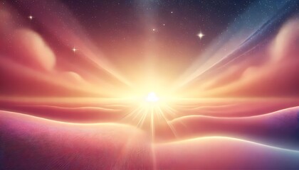 Obraz premium A celestial background with smooth gradients of pink, orange, and yellow, resembling the soft glow of dawn over the horizon