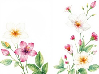 Fototapeta premium Colorful and vibrant watercolor illustration of assorted flowers, perfect for spring and botanical designs, natural, nature, botanical art