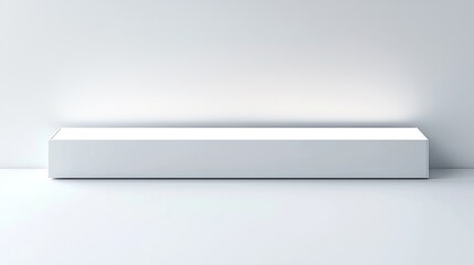 Fototapeta premium A minimalist white bench against a plain wall, designed for modern interiors.