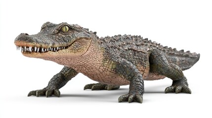 Naklejka premium A realistic depiction of a crocodile showcasing its features and textures.