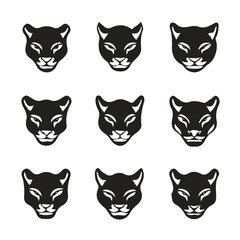 set of animals head vector style