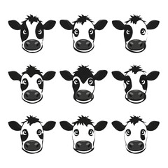 set of animals head vector style