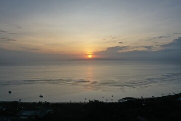 Fototapeta premium drone view sunrise on the beach